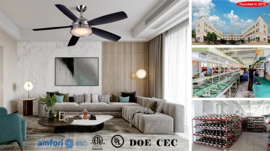 52 Inch LED Luxury Decorative Lighting Ceiling Fans Air Cooler 5 Blade Remote Control Modern Style Exhaust Fan Ventilation Fans Home Ceiling Fan with Light